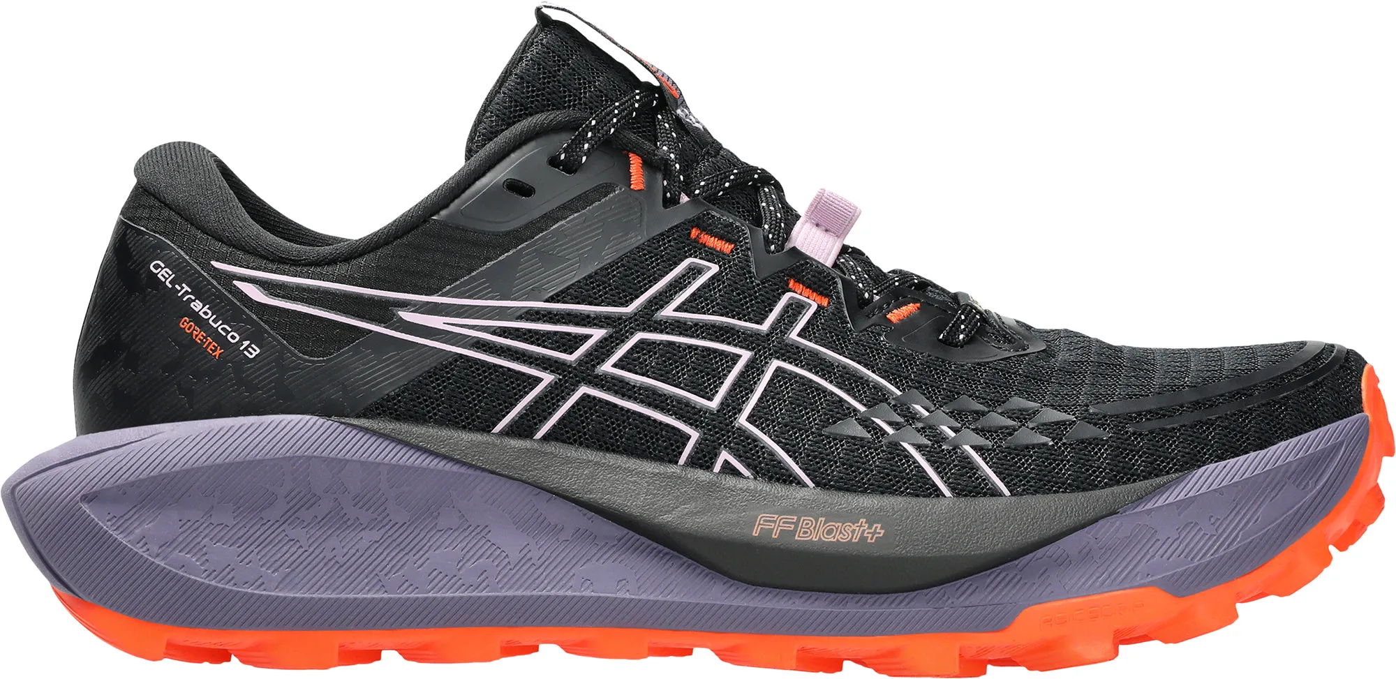 Light Gear Designed to reduce strain in high-pressure zones Asics Gel Trabuco 13 GORE-TEX Womens Trail Running Shoes - Black