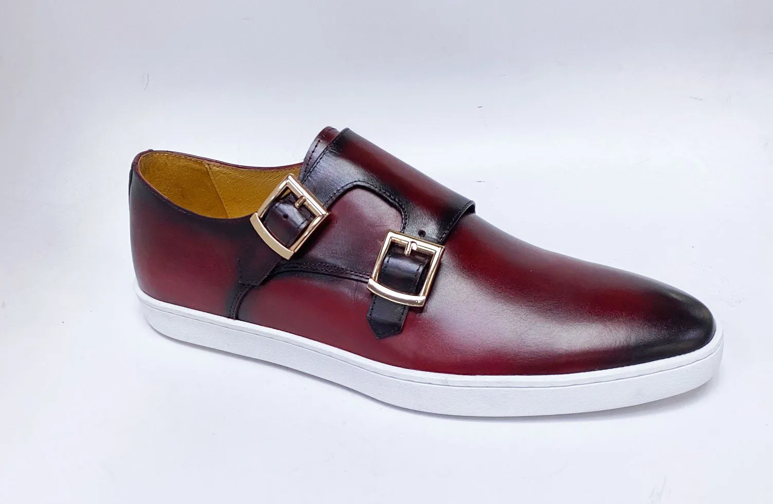 Calfskin Double Monkstrap Shoe Burgundy Versatile Design