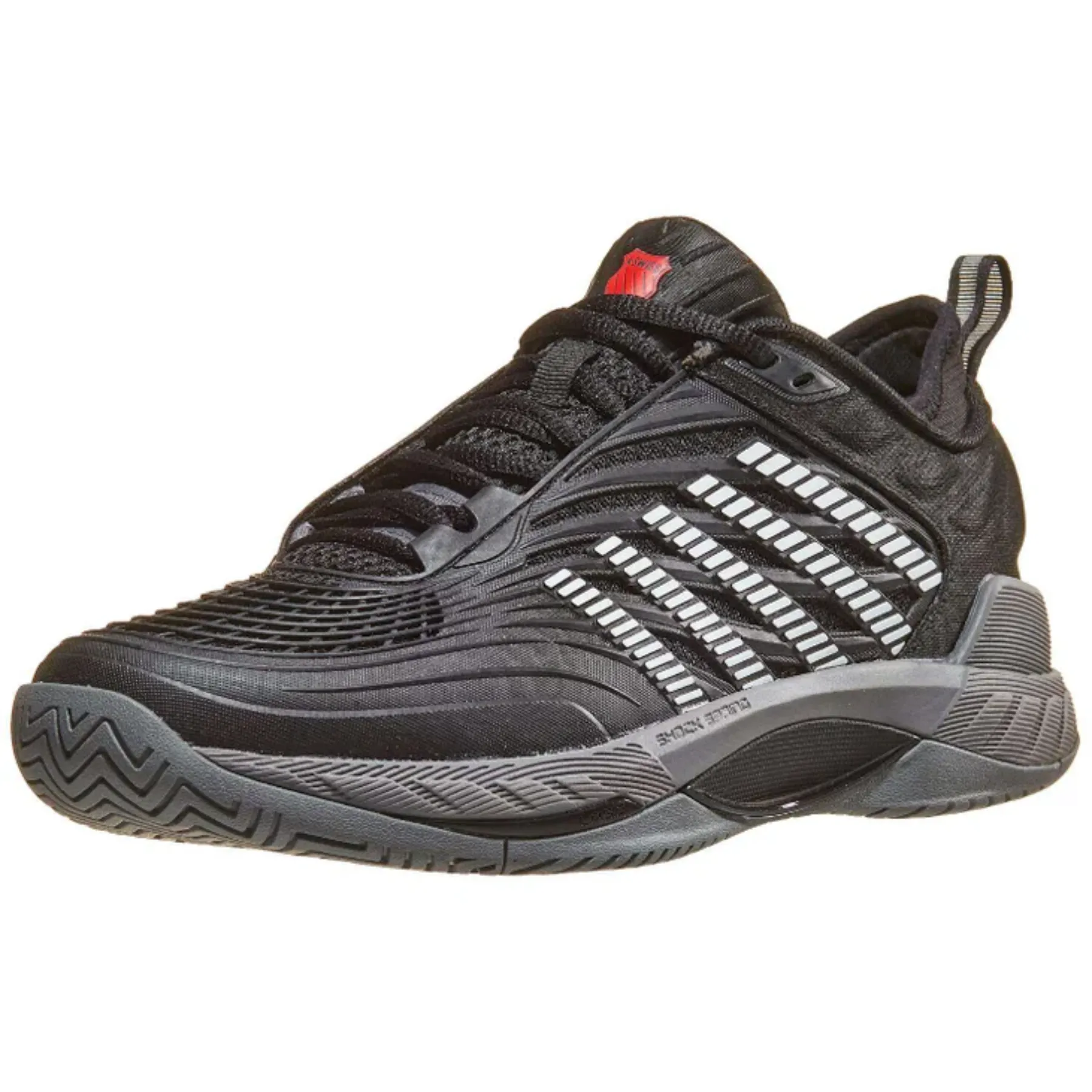 K Swiss Hypercourt Supreme 2 Men Tennis Shoes - Black/Steel Gray/Firey Red Anti microbial