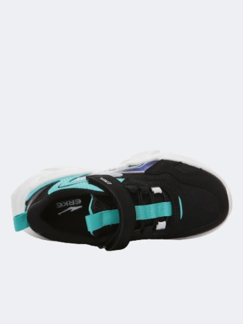 Erke Casual Gs-Boys Lifestyle Shoes Black/Lake Blue Breathable mesh