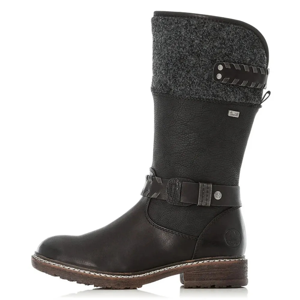 Rieker Dominika 79 Black/Anthracite Boot (Women's) Snowy Terrain Boots Frozen Terrain Protection
