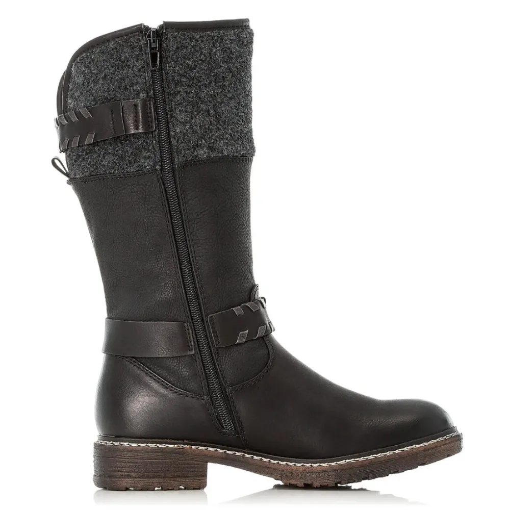 Rieker Dominika 79 Black/Anthracite Boot (Women's) Foot Warmth
