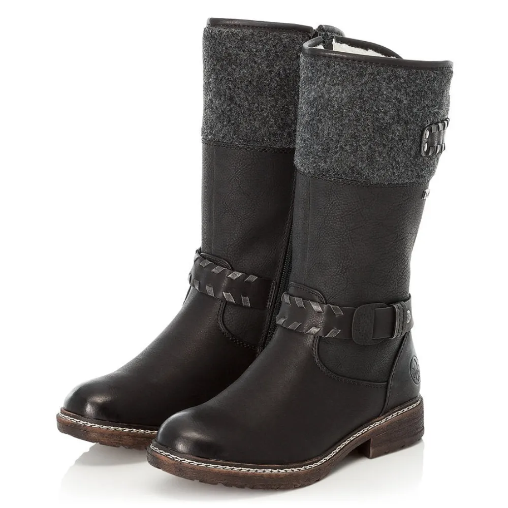 Ice Safe Heavy Snowfall Rieker Dominika 79 Black/Anthracite Boot (Women's)