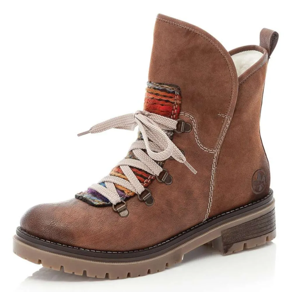Rieker Peggy 33 Nuss-Antik/Orange Multi Boot (Women's) Winter Essentials