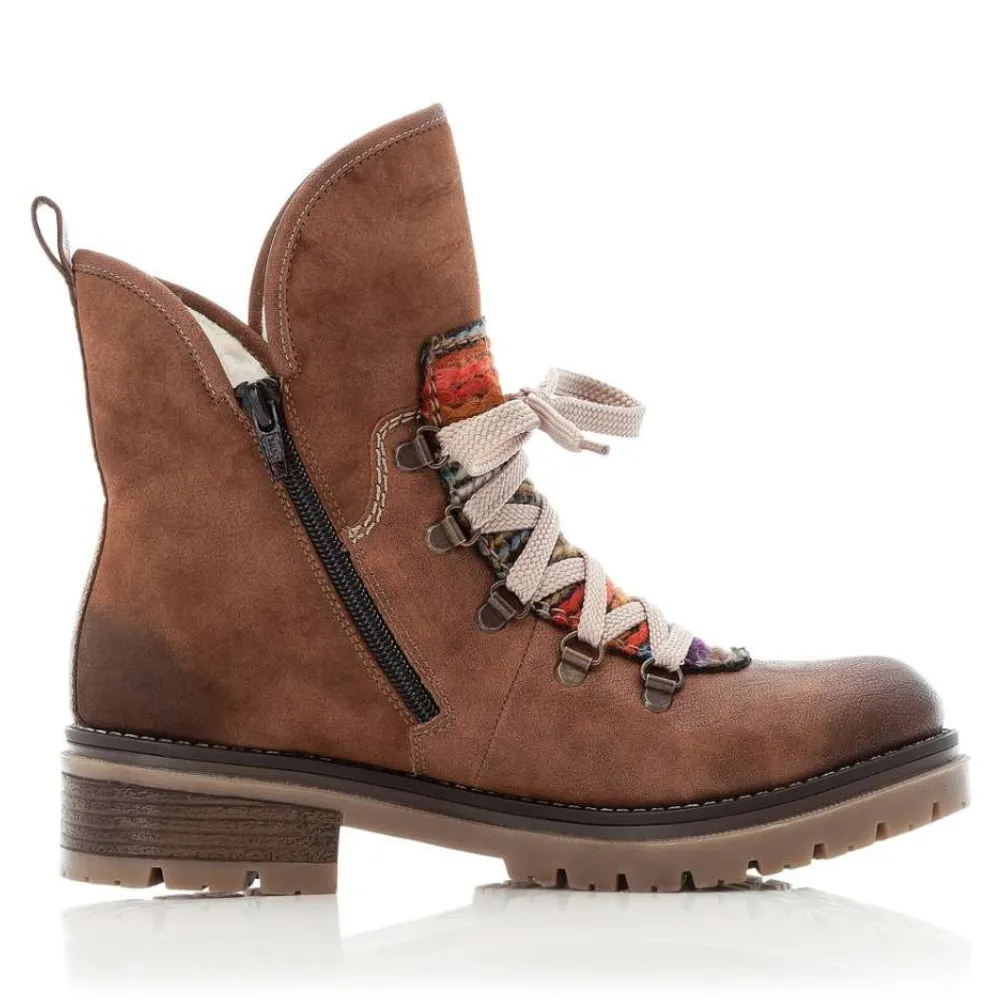 Secured Rieker Peggy 33 Nuss-Antik/Orange Multi Boot (Women's)