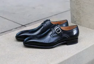 Casual Shoes "Eric" Burnished Calfskin Monkstrap Shoe Black