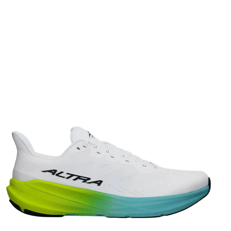 duathlon running gear Altra Men's Experience Flow 2 Running Shoes in White/Lime AW25