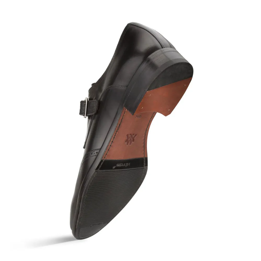 Lead Shade Dapper Style Mezlan Forest Monkstrap Shoe Black