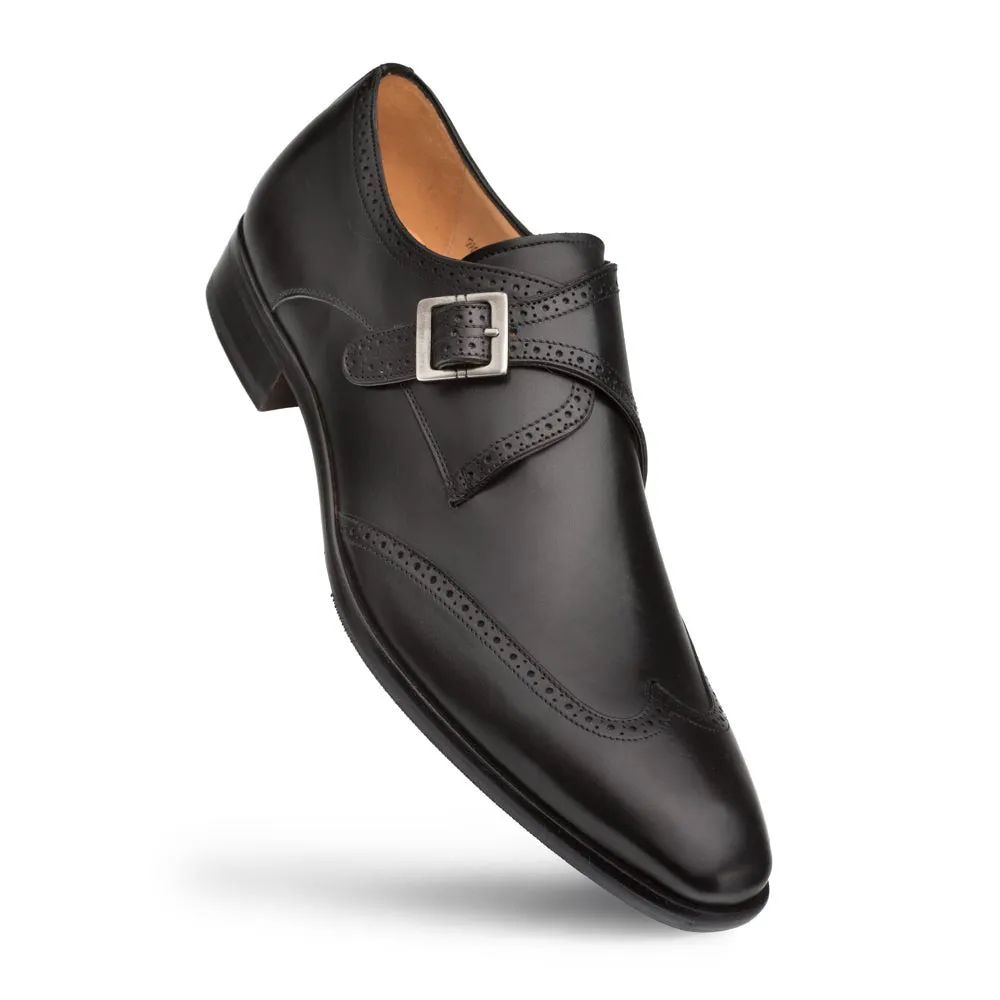 Neutral Shade Mezlan Forest Monkstrap Shoe Black