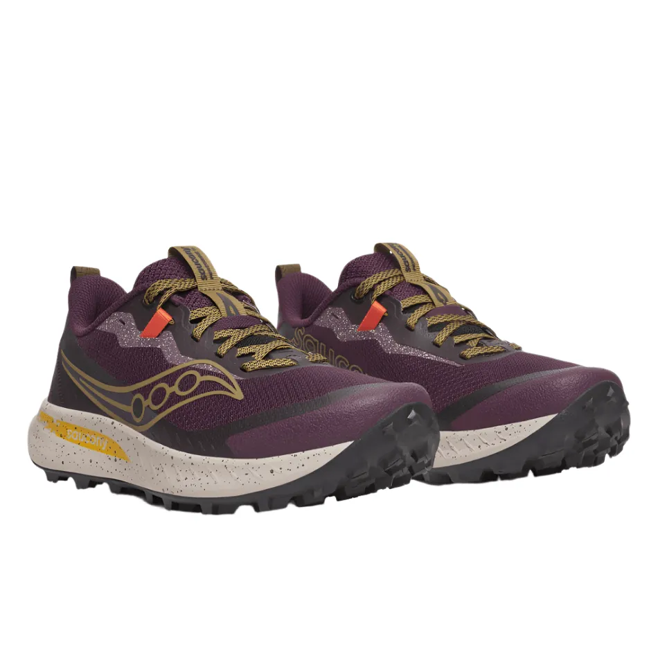Saucony Women's Peregrine 15 Trail Running Shoes in Wine/Kodiak AW25 perforated upper shoes non - slip shoes