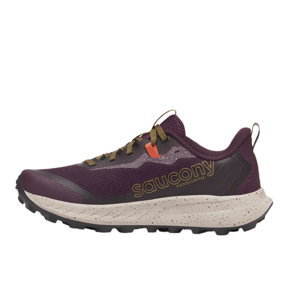 Saucony Women's Peregrine 15 Trail Running Shoes in Wine/Kodiak AW25 Durability Guarantee adventure - themed running gear