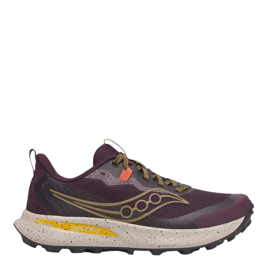 flexible - sole Saucony Women's Peregrine 15 Trail Running Shoes in Wine/Kodiak AW25