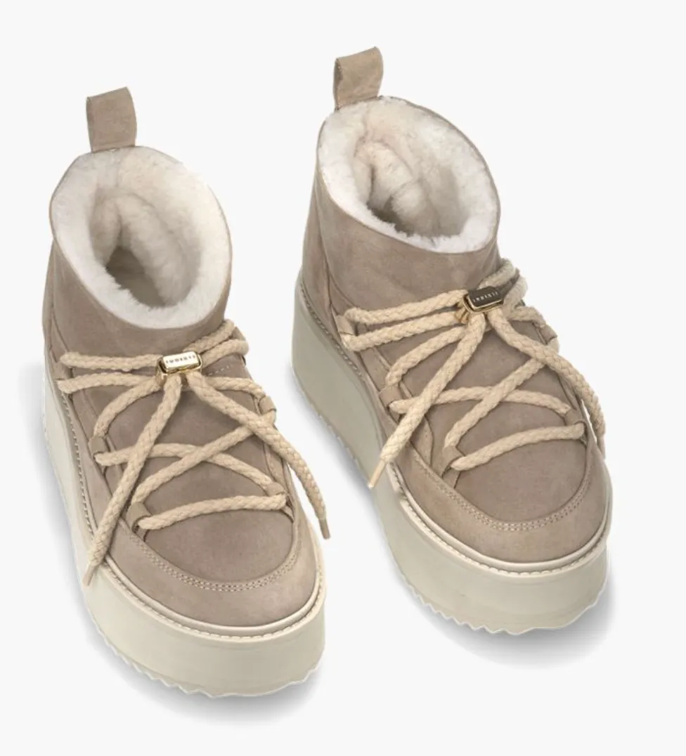 INUIKII Classic Sneaker Platform Beige Boots Comfortable to wear Cold Weather Trail