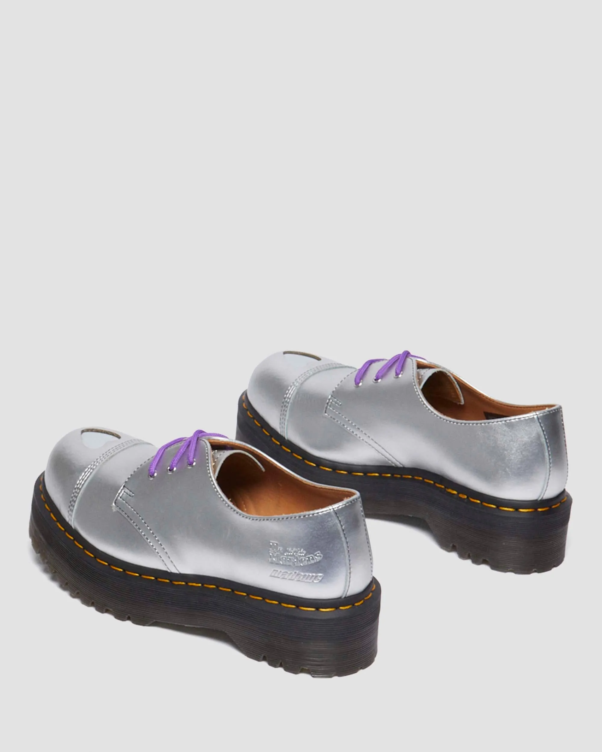 1461 Quad Mademe Silver Alumix Leather Oxford Platform Shoes Comfort Step On