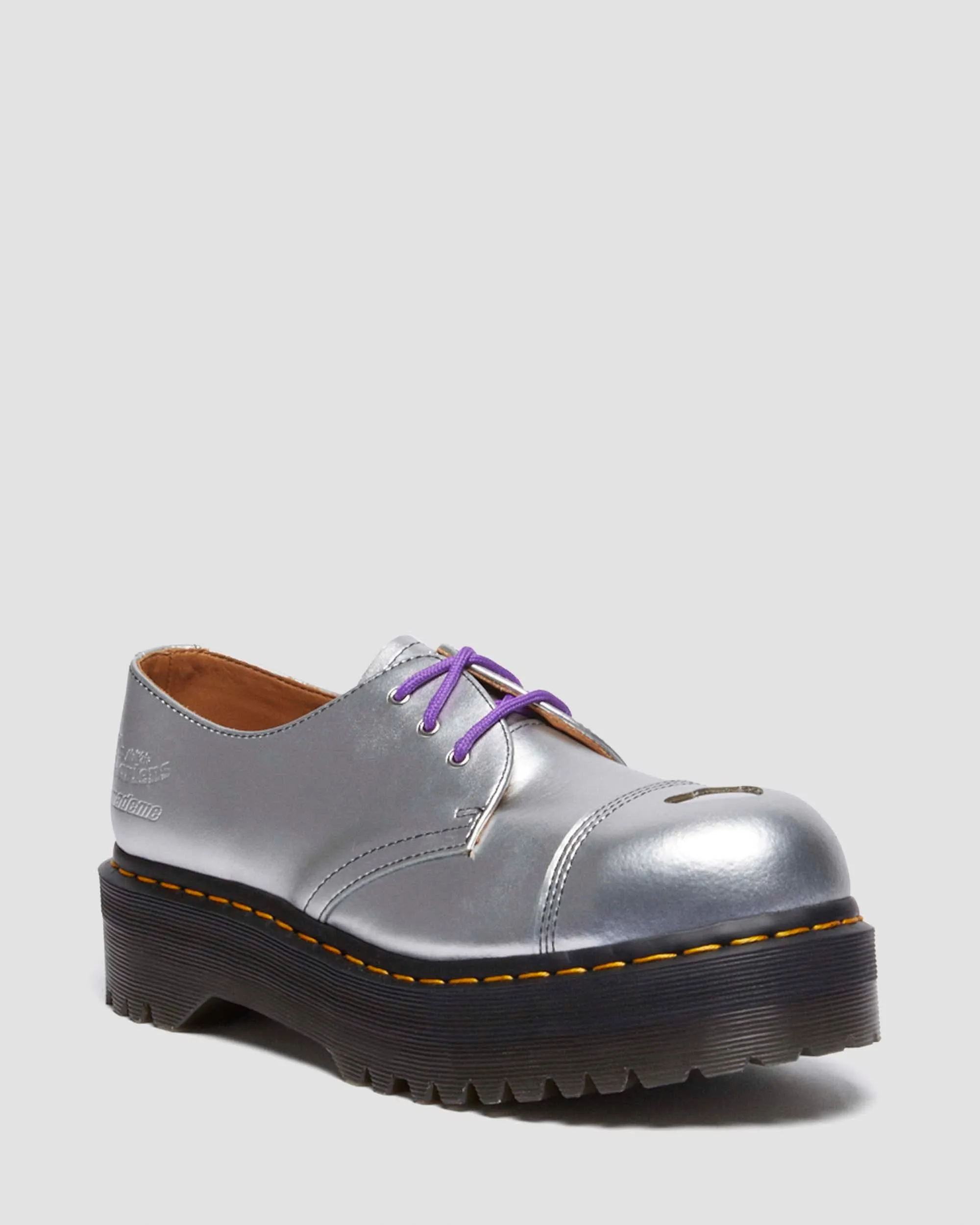 Quick Fit Style 1461 Quad Mademe Silver Alumix Leather Oxford Platform Shoes