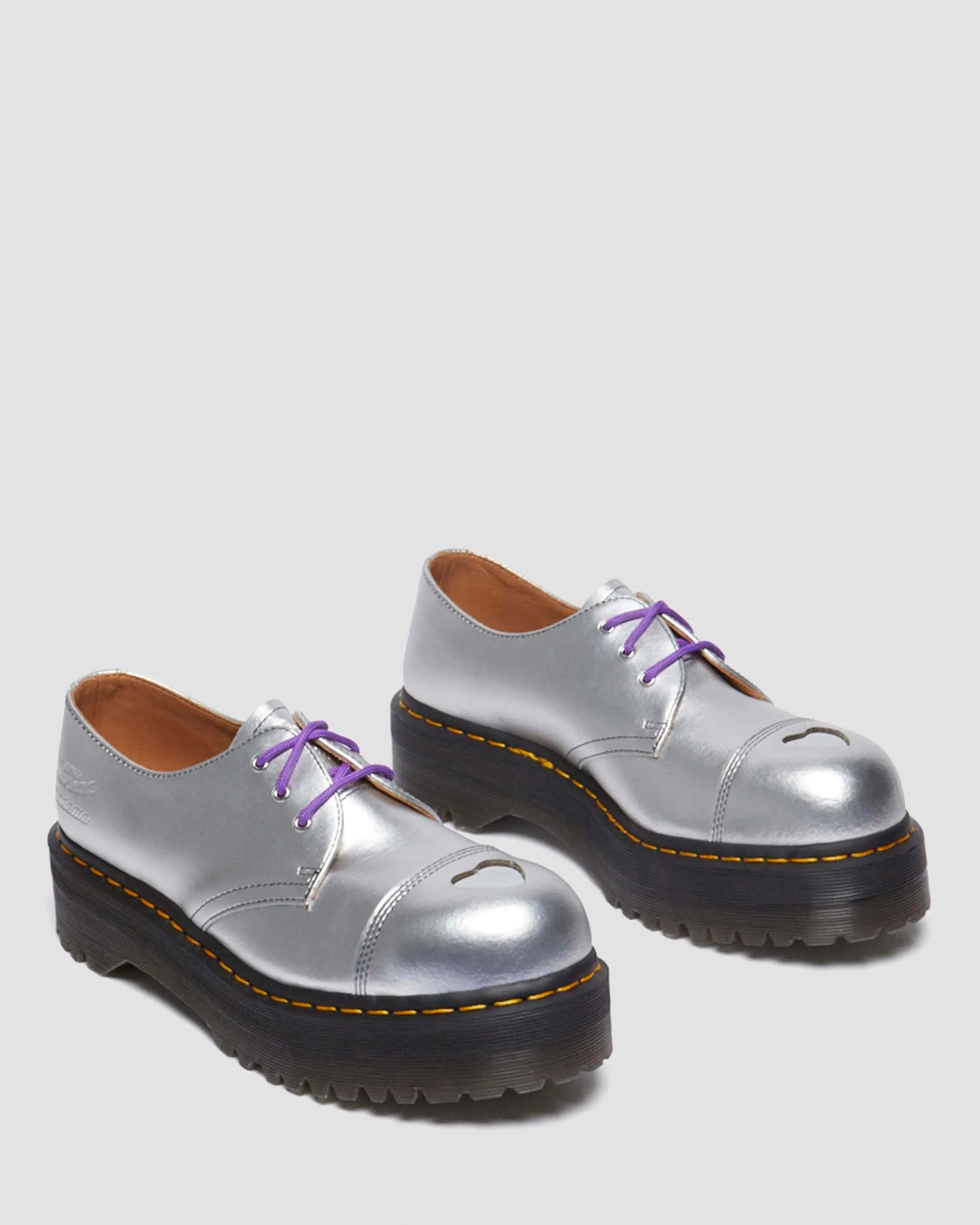1461 Quad Mademe Silver Alumix Leather Oxford Platform Shoes Chic Fit Shoes