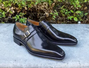 Ugo Vasare "Brooks" Monkstrap Shoe Black Easy Pace