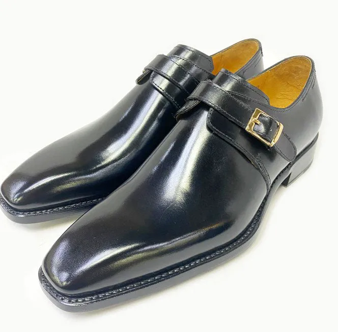 Ugo Vasare "Brooks" Monkstrap Shoe Black Line Fit Slim Look