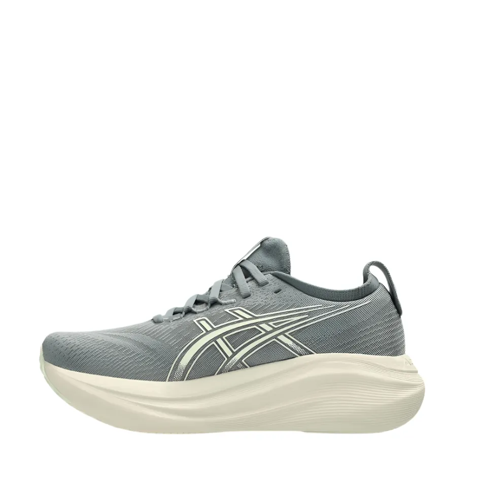 evening jog soft shoes ASICS Women's GEL-NIMBUS 27 Running Shoes in Monument Blue/Whisper Green AW25