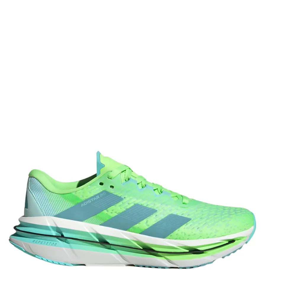 Adidas Men's Adistar BYD Running Shoes in Lime Burst/Mint Ton/Flash Aqua AW25 early - morning running in a stadium shoes