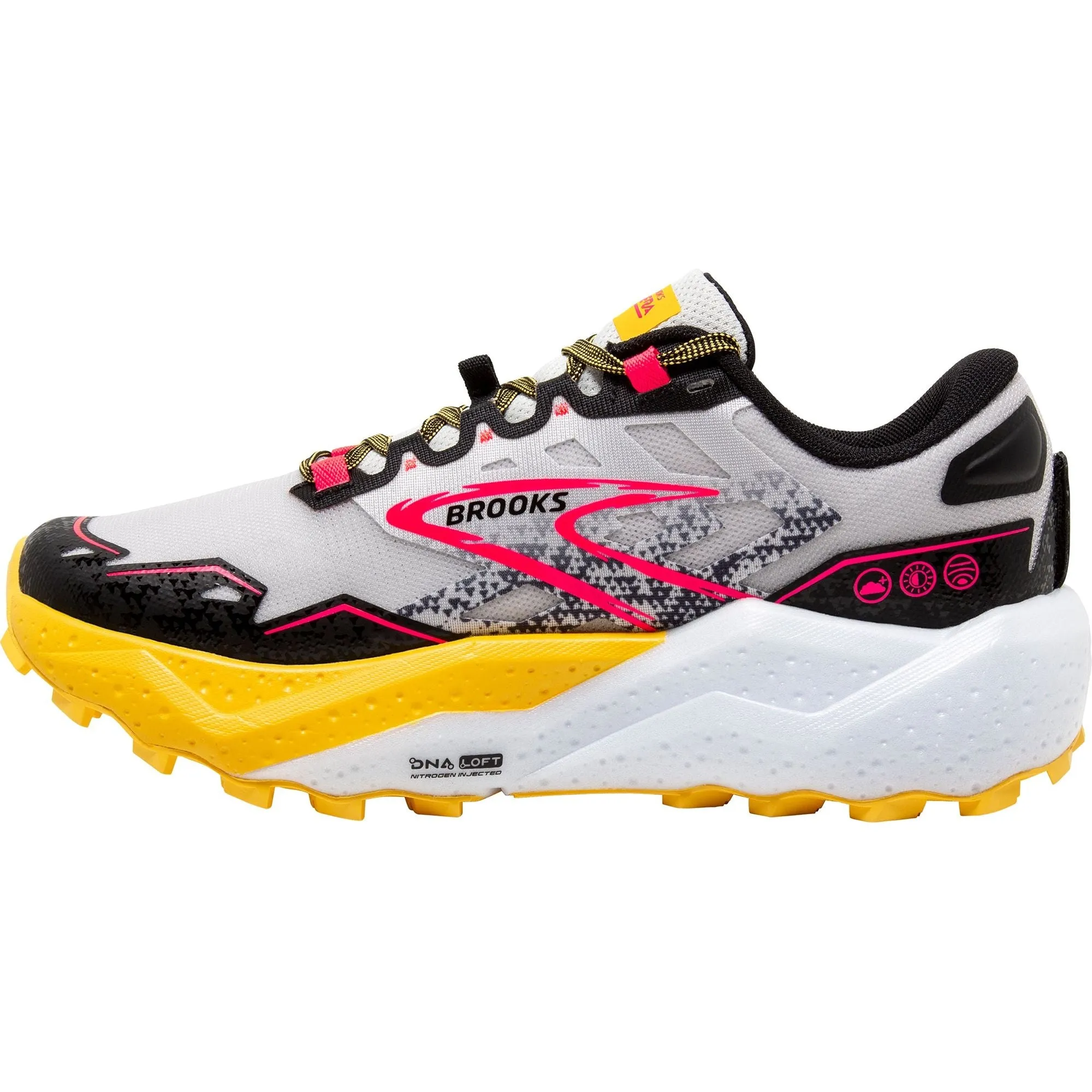 Supportive Design Engineered to follow the foot??s anatomical line Brooks Caldera 7 Womens Trail Running Shoes - White