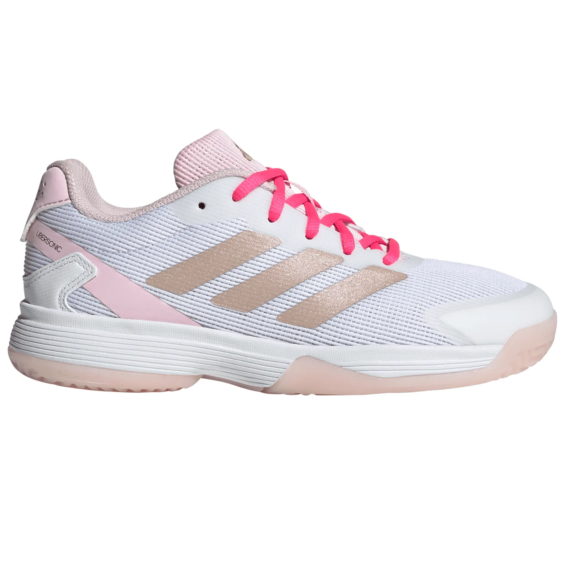 Elastic Adidas Ubersonic Tennis Shoes Kids - Off White / Silver Metallic / Powder Plum