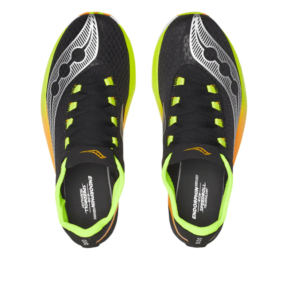 indoor - track running shoes ice running shoes Saucony Men's Endorphin Pro 4 Running Shoes in Black/Vo2 AW25