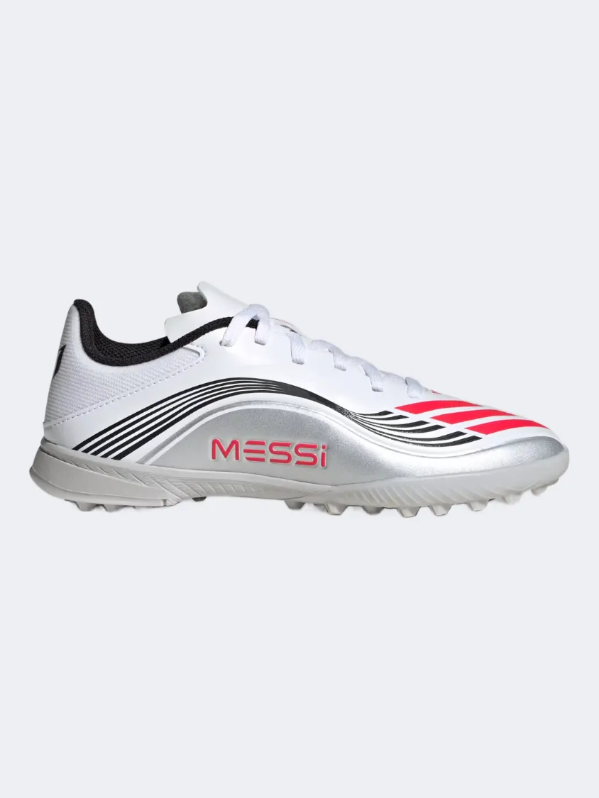 Adidas F50 Messi League Turf Kids Football Shoes White/Red/Silver grandstand - shoes