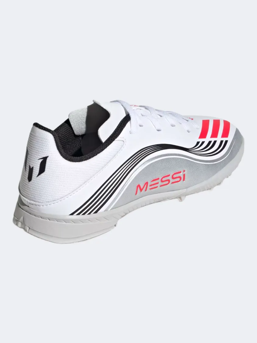 Spikes Easy Returns Adidas F50 Messi League Turf Kids Football Shoes White/Red/Silver