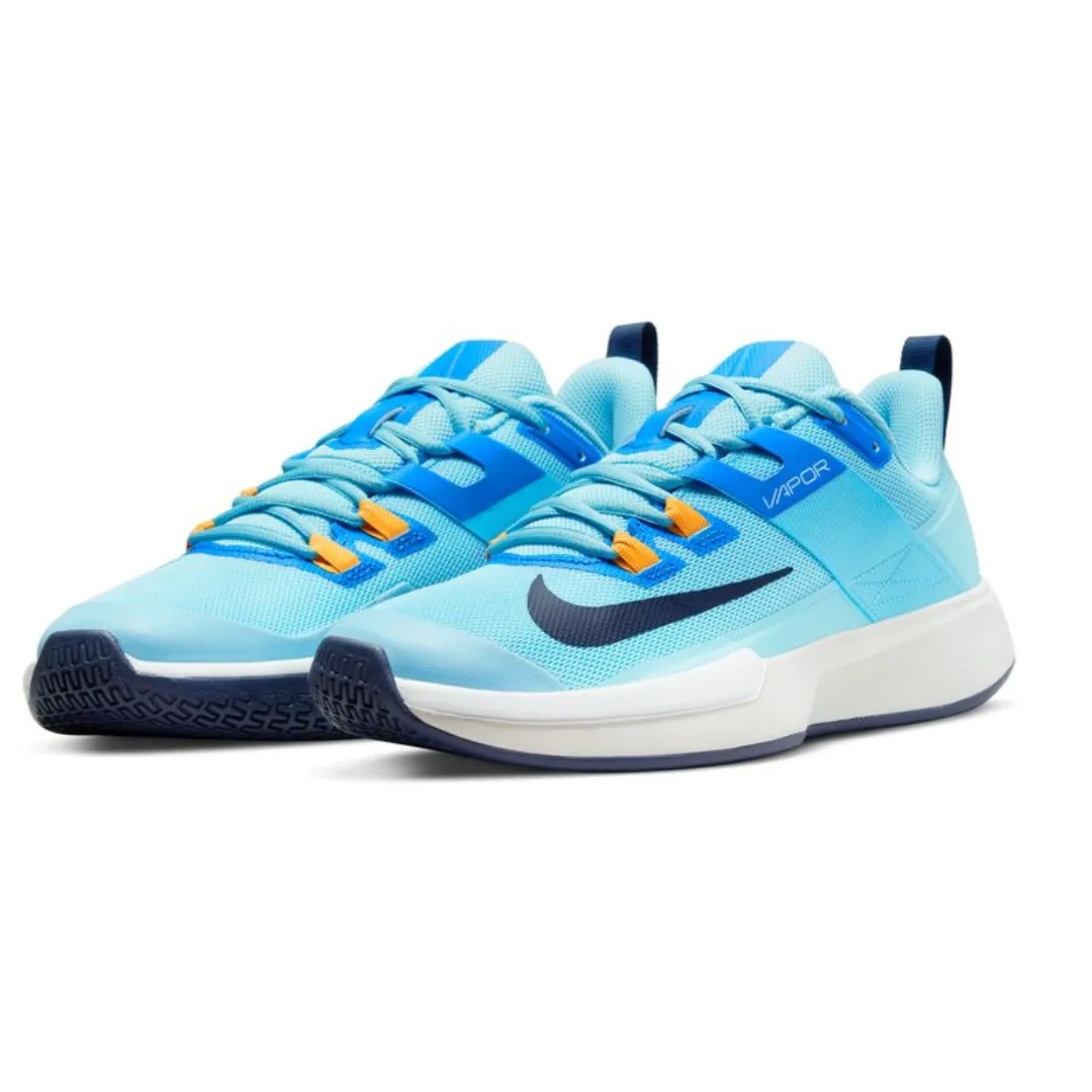 On The Go Nike Court Vapor Lite Men's Hard Court Tennis Shoes - Blue Chill/Midnight Navy-Phantom-White
