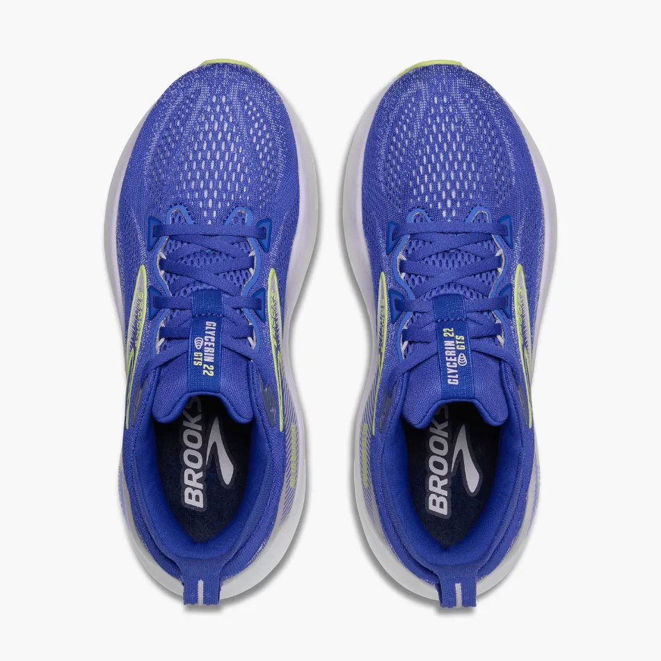Brooks Women's Glycerin GTS 22 Running Shoes in Amparo Blue/Hyper Iris/Yellow SS25 EverydayUse Walking