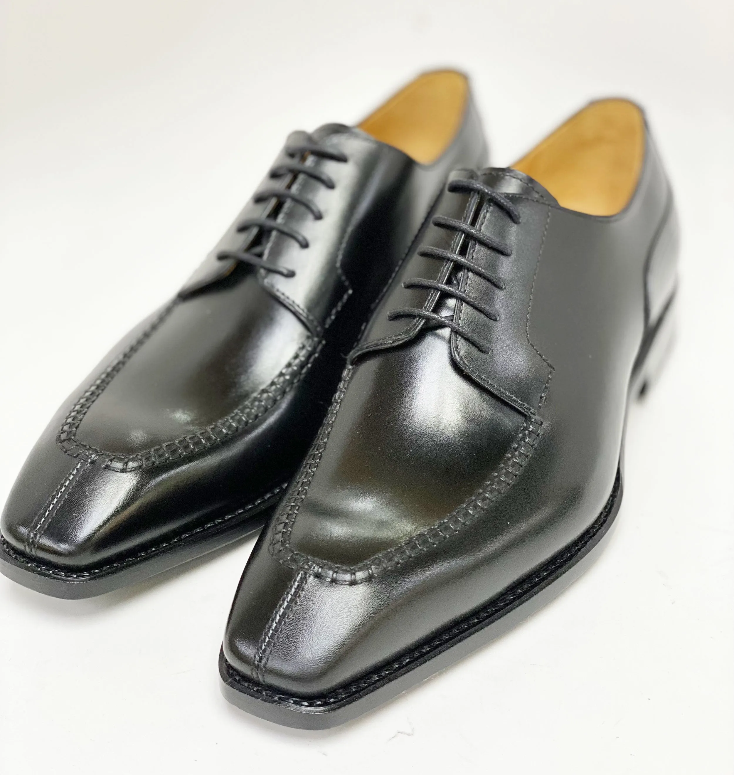 "Norman" Burnished Calfskin Lace-Up Split-Toe Oxford Black Show Stage