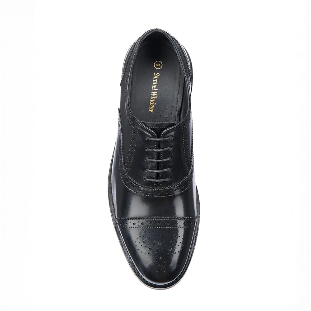 Sophisticated Style Durable Construction Semi - Brogue - Rubber Sole - Black