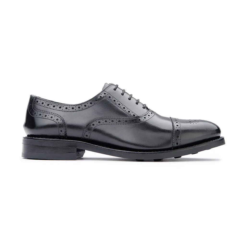 Soft Construction Semi - Brogue - Rubber Sole - Black