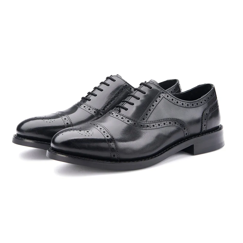 Semi - Brogue - Rubber Sole - Black All-Day Durability Smart Fit