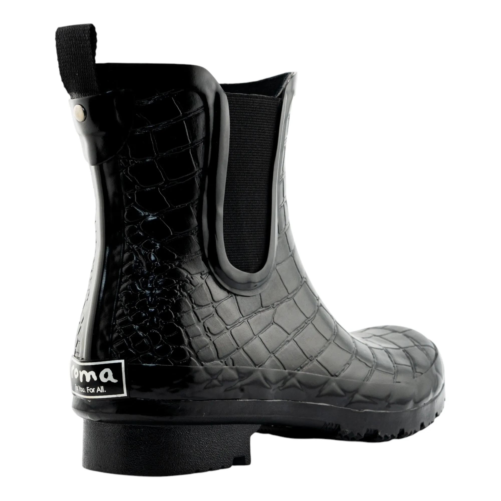 Chelsea Black Croc Emboss Women's Rain Boots Street-Style Boot Sporty Edge