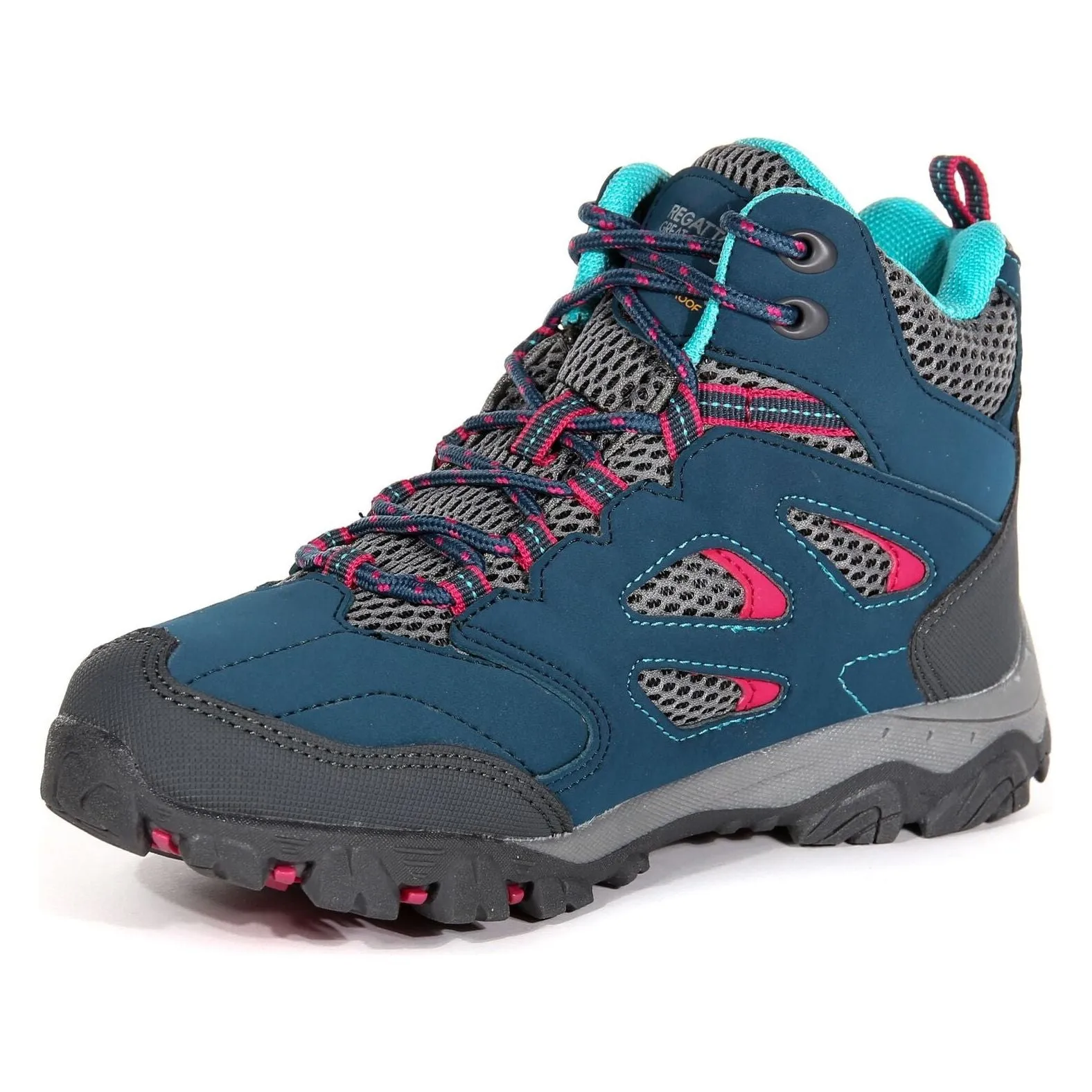 Durable Trekking Strong Ankle Support Regatta Holcombe Mid Waterproof Junior Walking Boots - Blue