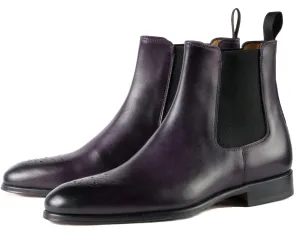 Stirling Brogue Chelsea Boot Aubergine Sophisticated Look