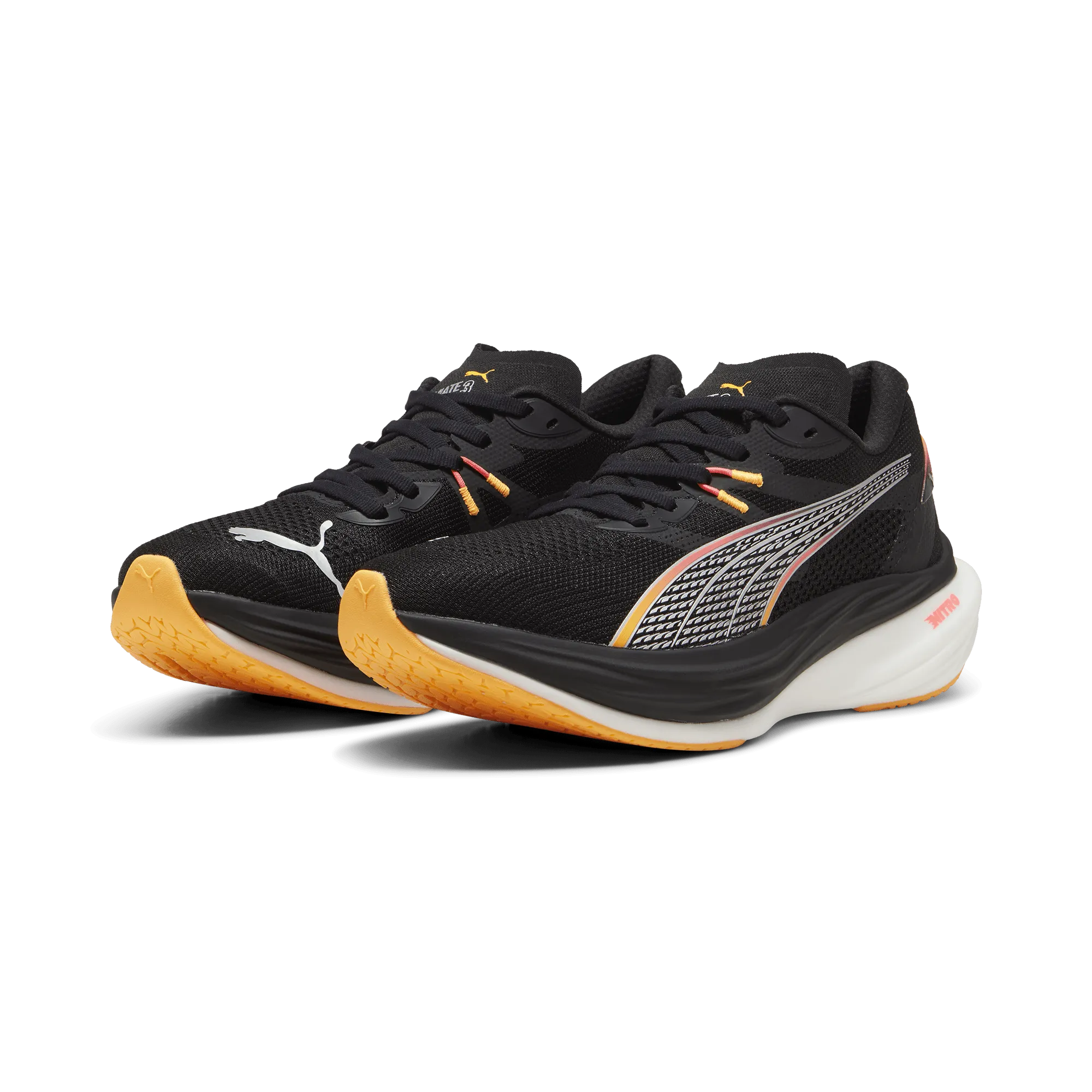 Puma Men's Deviate Nitro 3 Running Shoes in Black/Sun Stream AW24 Extraordinary design Zip-up