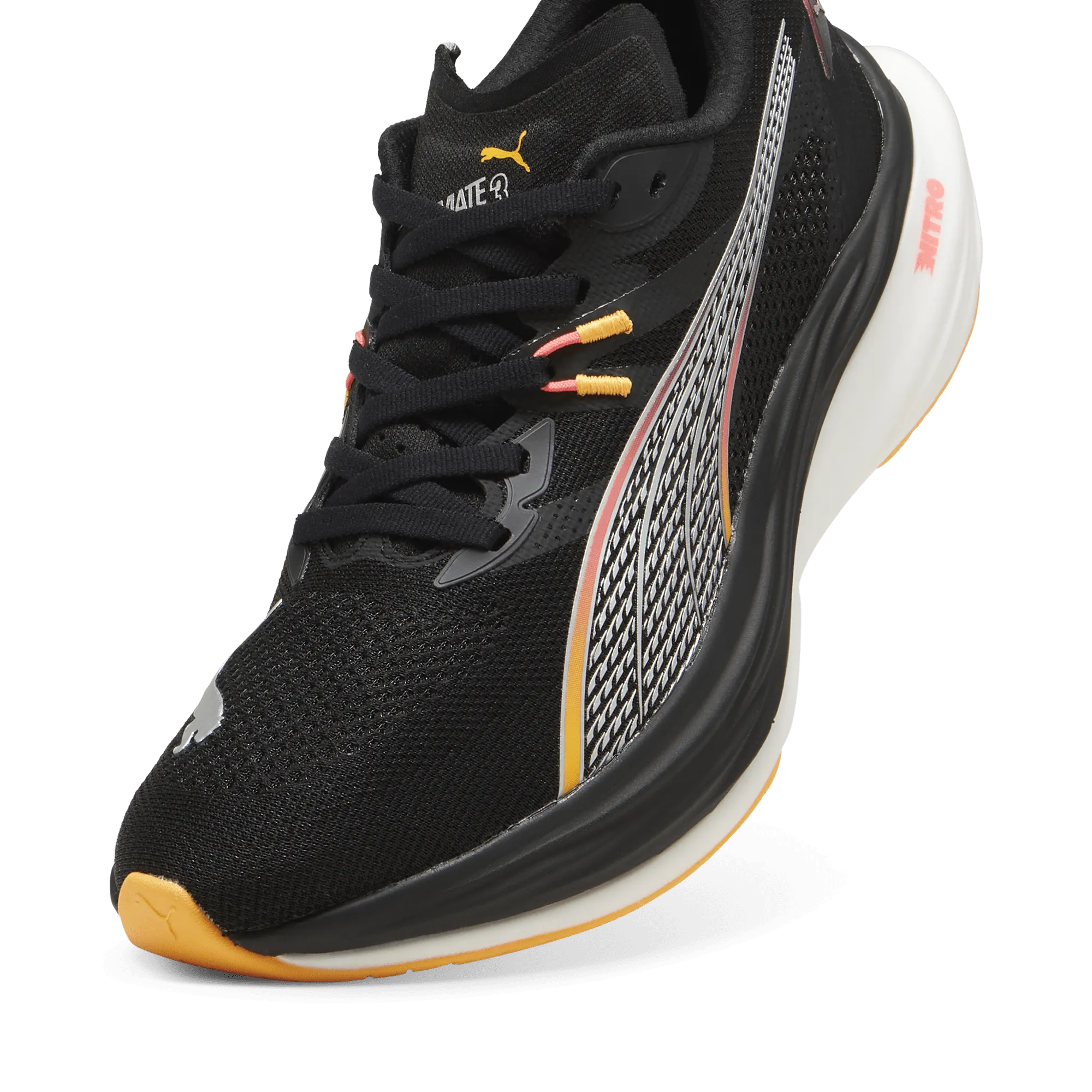 warm - up Puma Men's Deviate Nitro 3 Running Shoes in Black/Sun Stream AW24