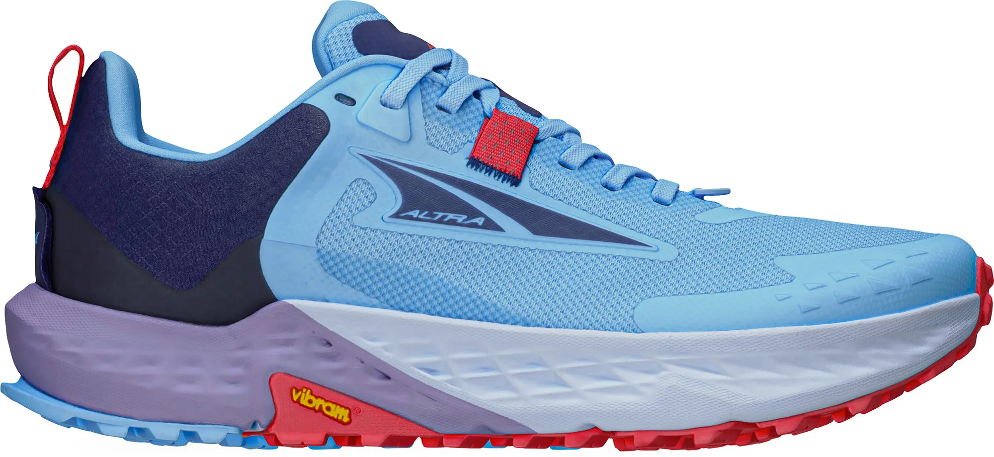 Heel-to-toe transitions feel fluid and responsive Designed to handle long workouts with ease and stability Altra Timp 5 Womens Trail Running Shoes - Blue