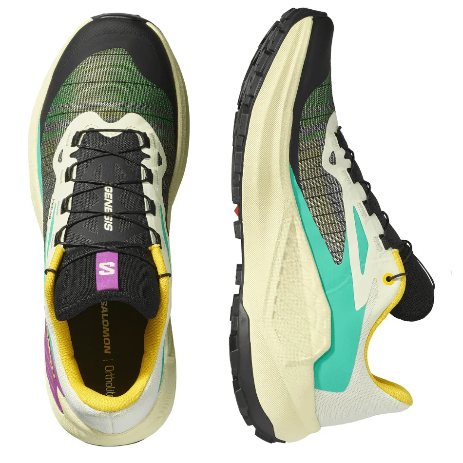Salomon Men's Genesis Running Shoes in Transparent Yellow/Black/Willowherb AW25 interval training shoes
