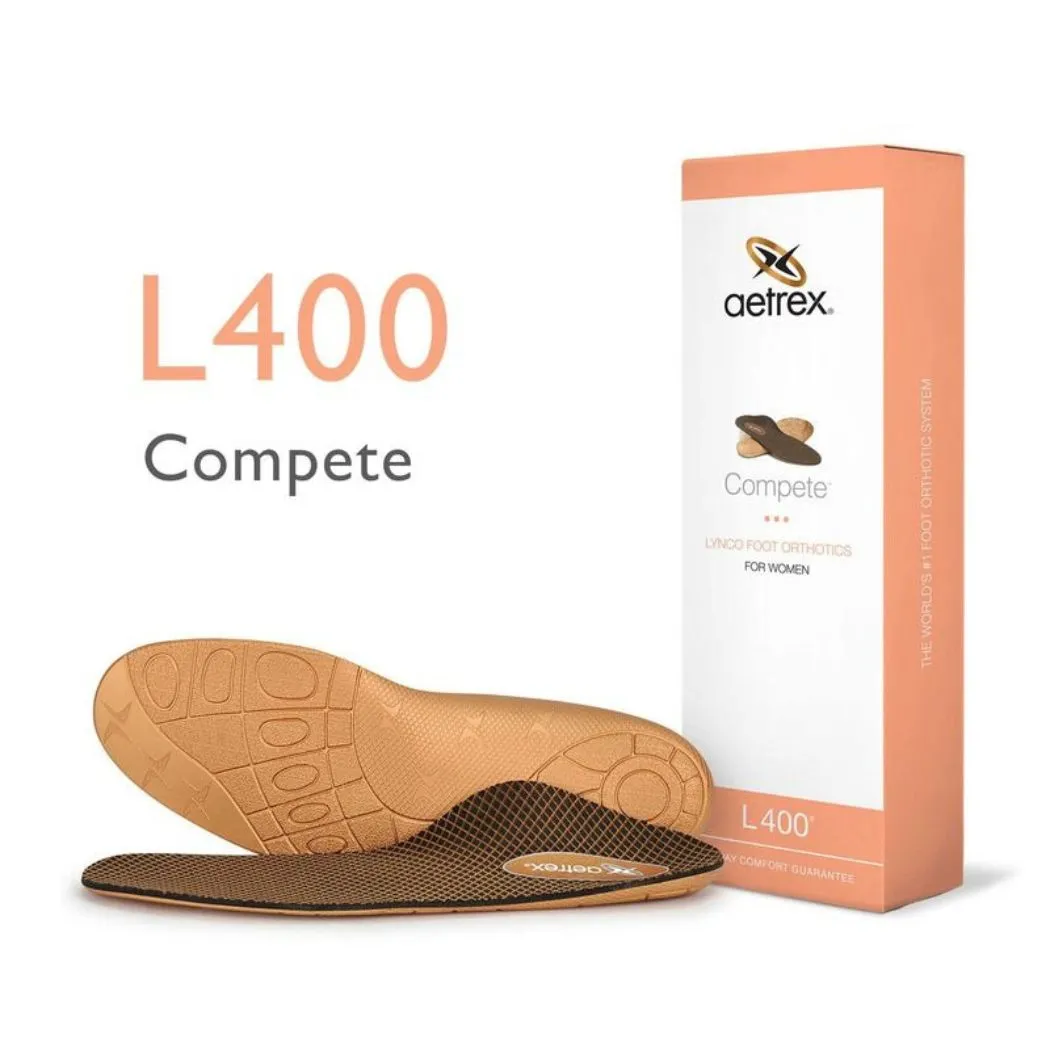aetrex L400 Women's Compete Orthotics W/ Metatarsal Support (Medium & High Arches) Earth Tone