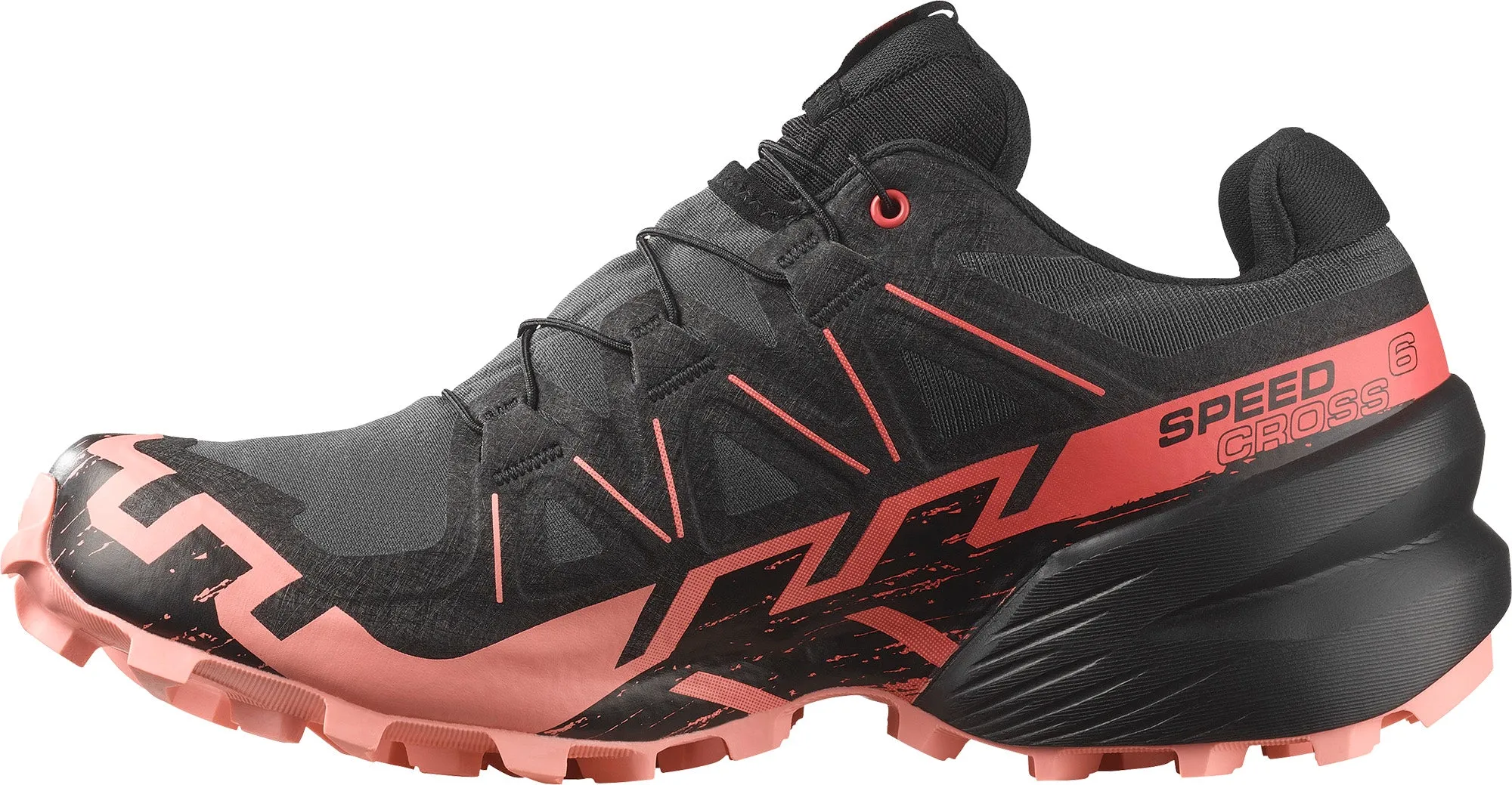 Interior foam hugs the foot for secure containment Controlled Motion Salomon Speedcross 6 GORE-TEX Womens Trail Running Shoes - Black