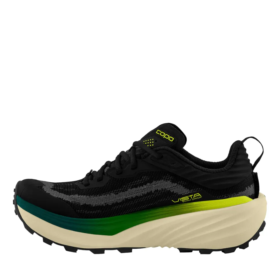 Topo Men's Vista Running Shoes in Black/Lime AW25 fantasy - themed running shoes asymmetrical shoes