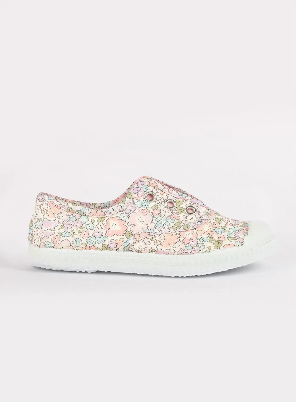 Hampton Canvas Plum Print Plimsolls in Michelle Comfort foam