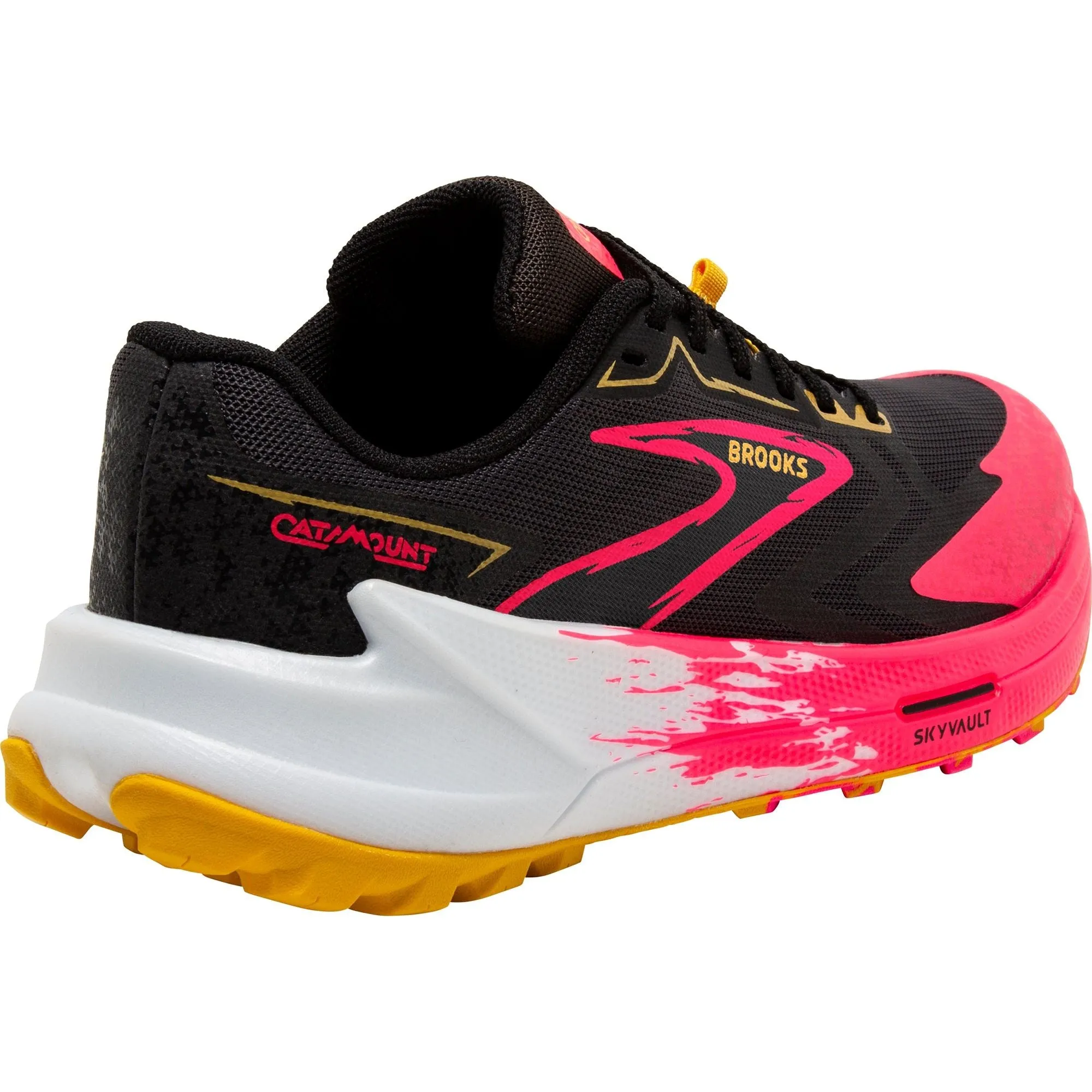 Sweat Mesh Performance Driven Brooks Catamount 3 Womens Trail Running Shoes - Black