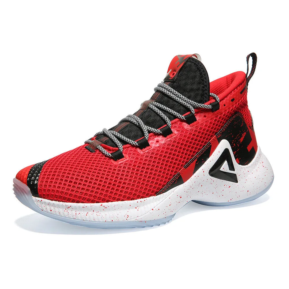PEAK Basketball Shoes Men Sneakers P-MOTIVE series Red Quick Dunk Shoes Air Cushioning