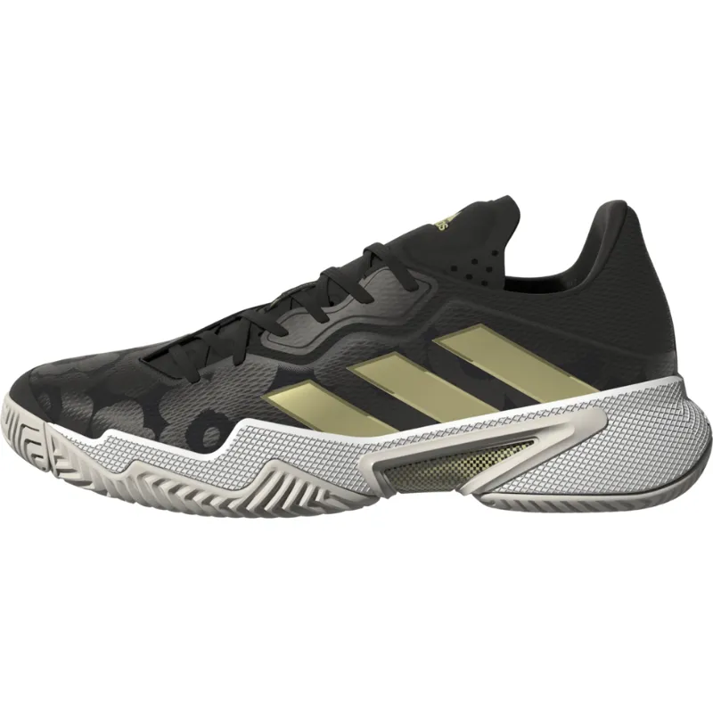Soft Footbed Adidas Womens Barricade Tennis Shoes - Core Black/Gold/Carbon