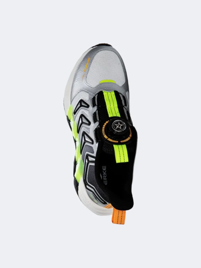 Adjustable Straps Erke Stability Kids-Boys Running Shoes Silver/Black/Yellow